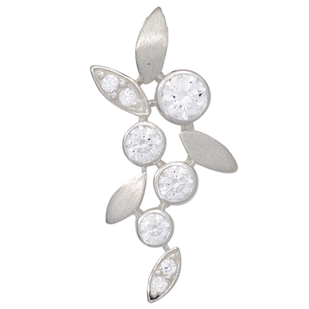Anhänger 925 Sterling Silber rhodiniert mattiert mit Zirkonia