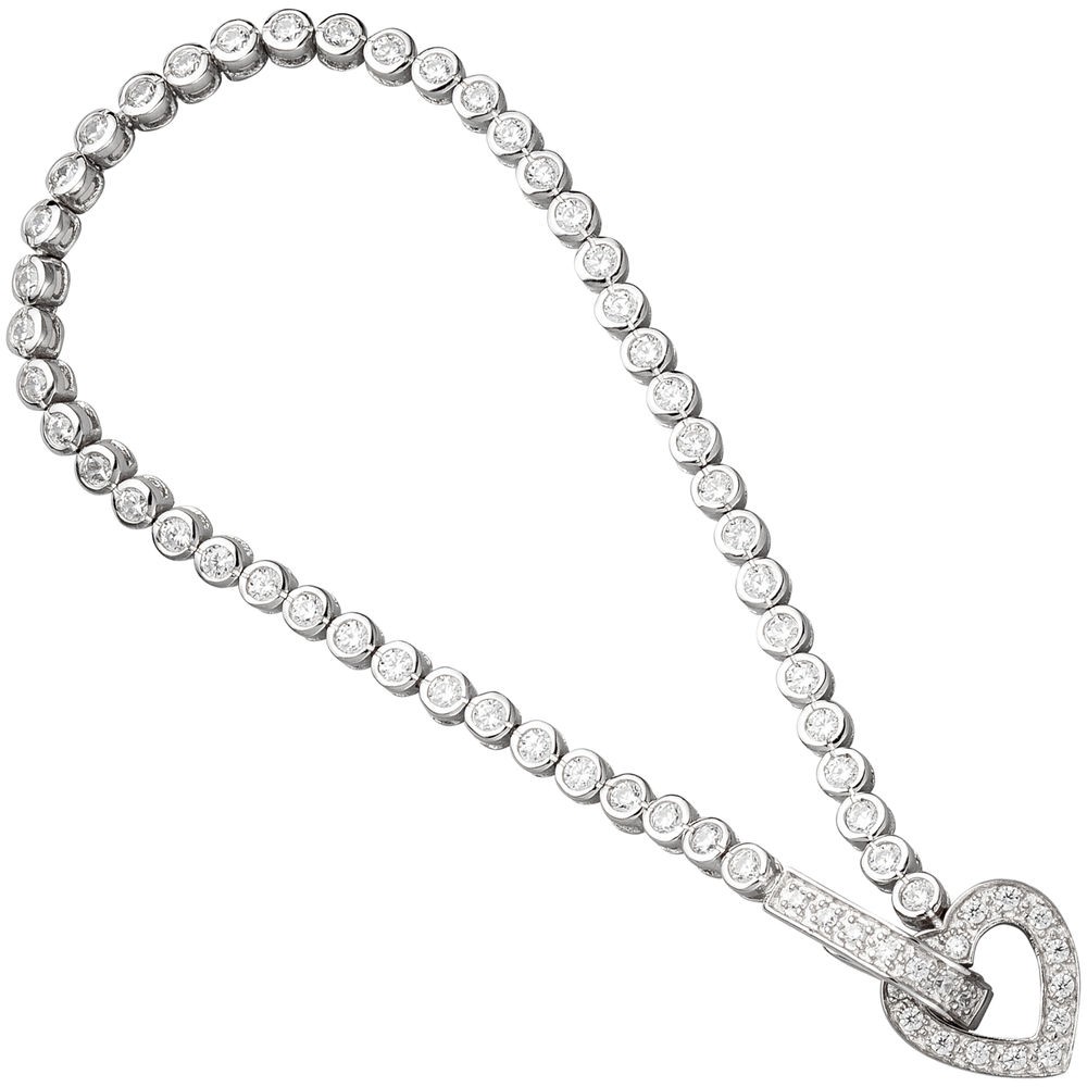 Armband Herz 925 Sterling Silber mit Zirkonia 19cm Silberarmband