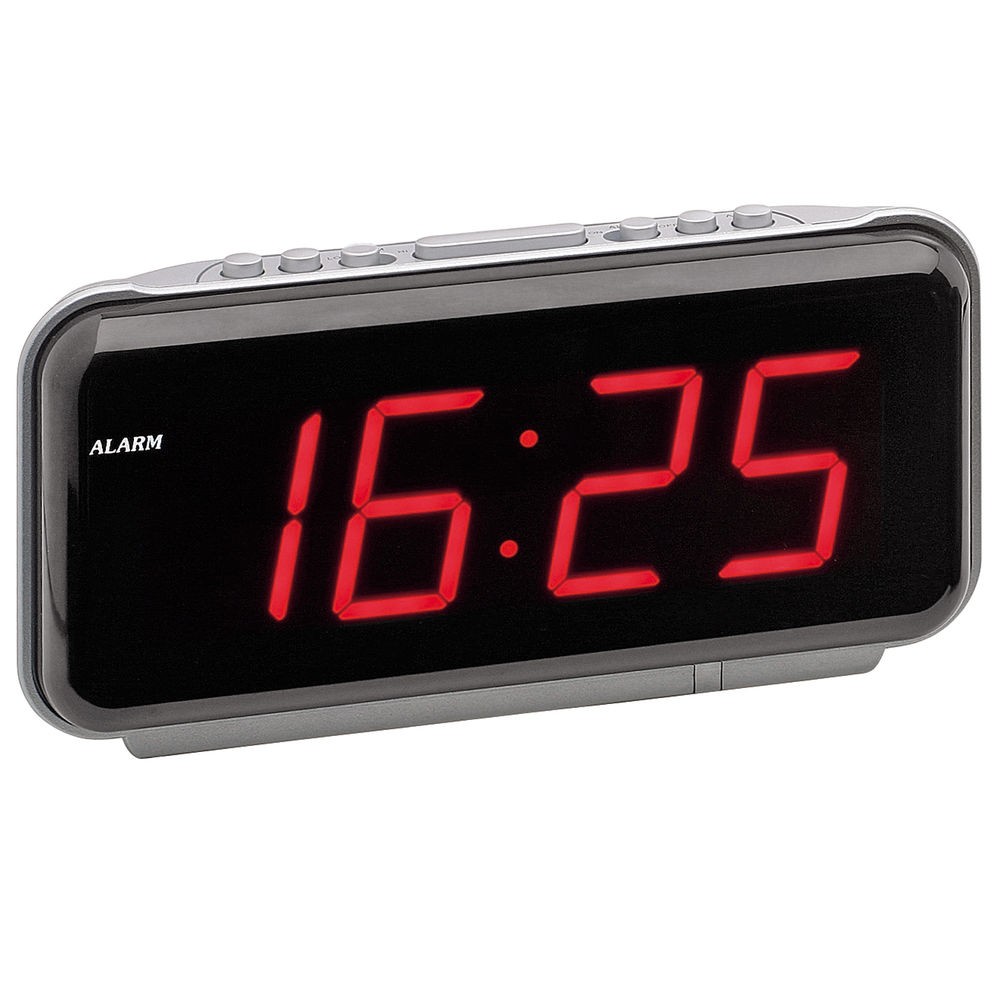 Wecker Netzwecker digital silbern rot mit Snooze Digitalwecker