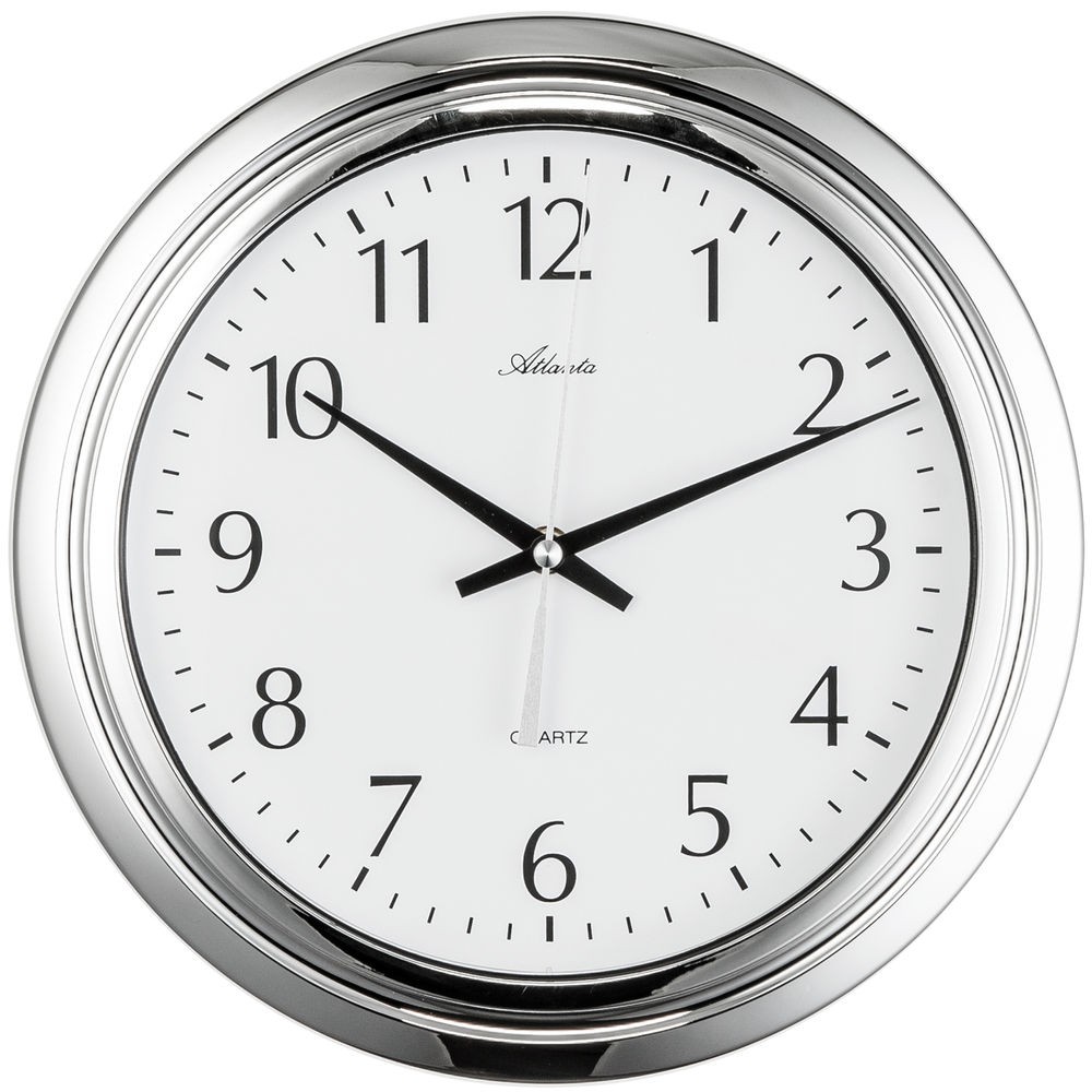 Wanduhr Badezimmeruhr Quarz analog silbern rund