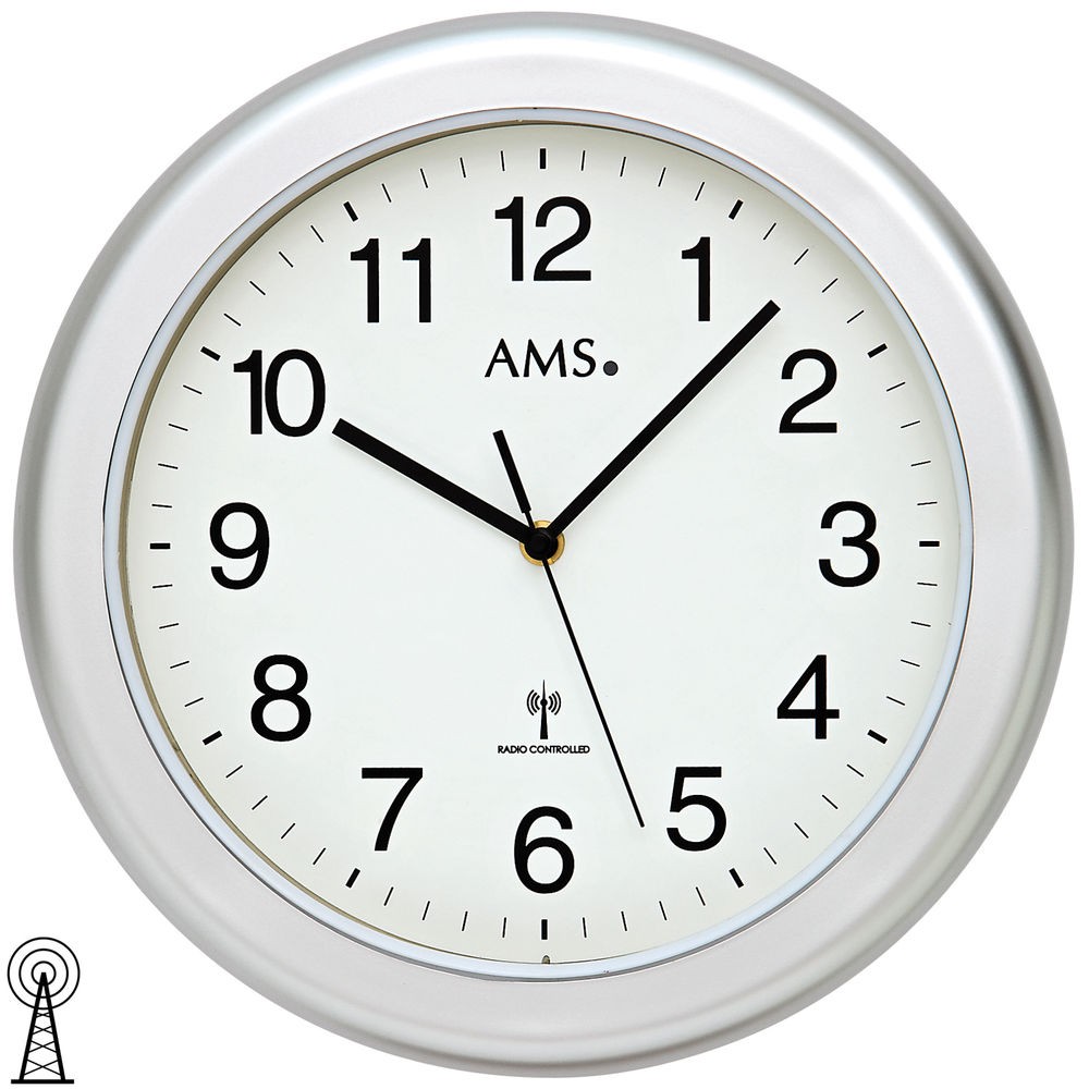 Wanduhr Badezimmeruhr Funk Funkwanduhr silbern rund wasserdicht