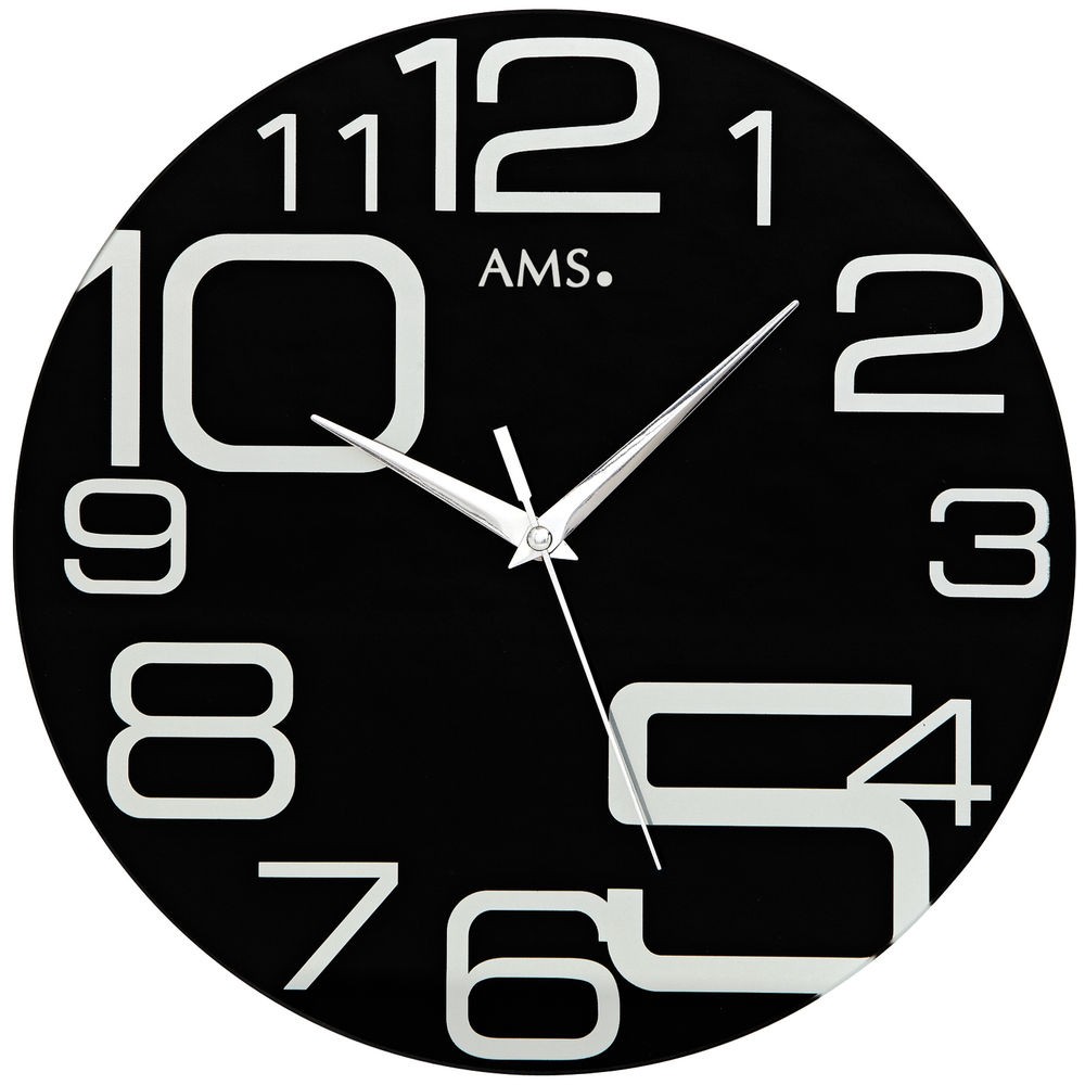 Wanduhr Quarz analog schwarz rund modern leise ohne Ticken