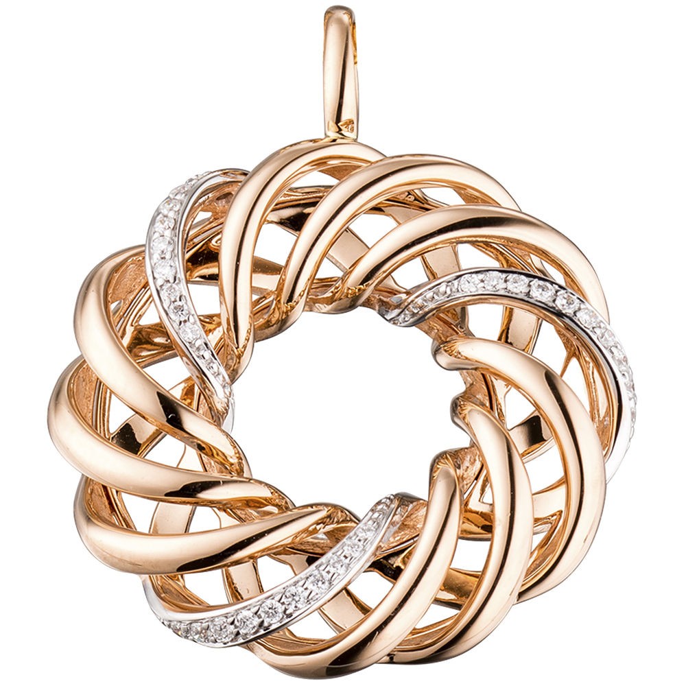 Anhänger verschlungen 585 Rotgold 30 Diamanten Brillanten Diamantanhänger