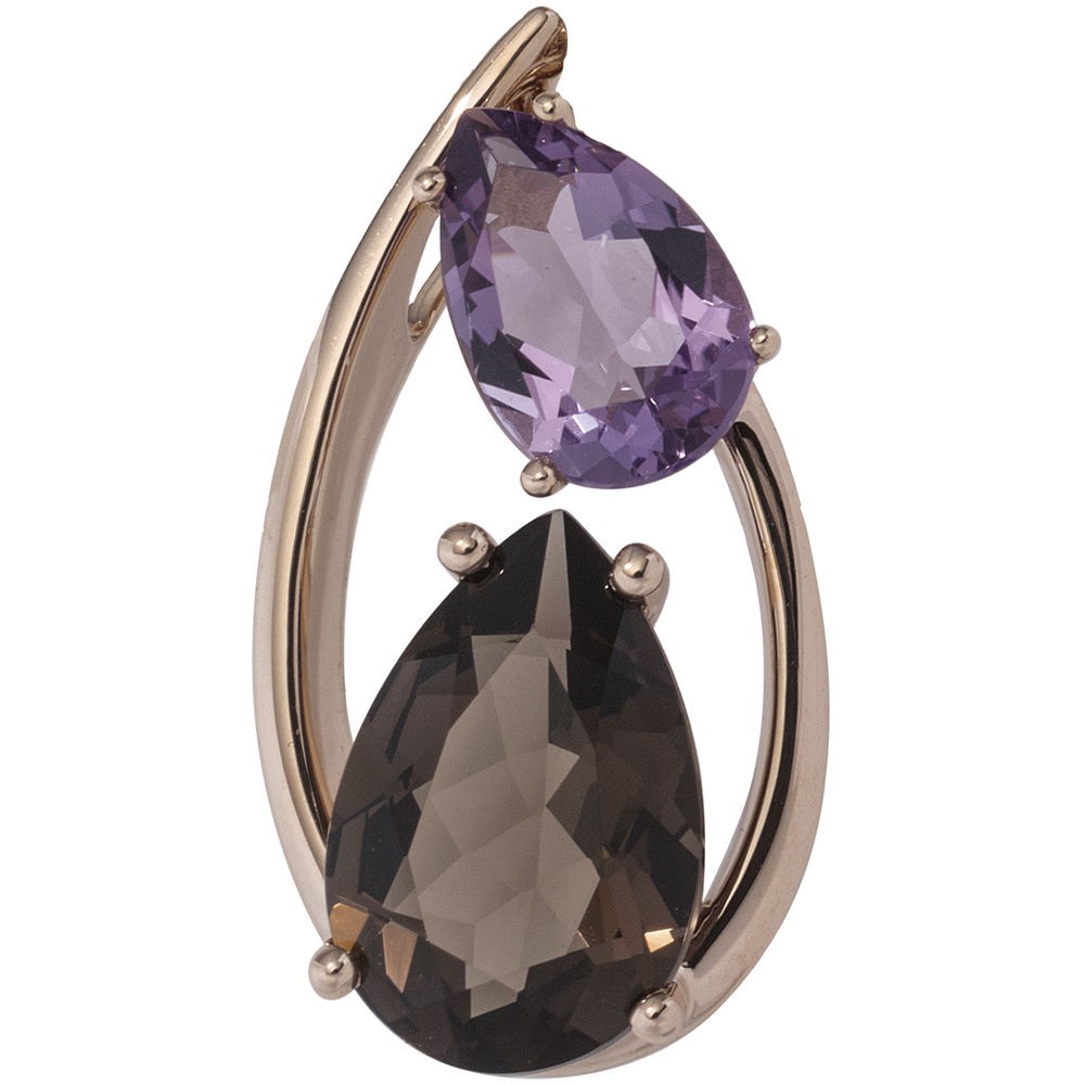 Anhänger 585 Rotgold 1 Rauchquarz 1 Amethyst violett lila Goldanhänger