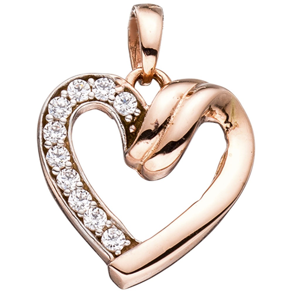 Anhänger Herz 333 Rotgold mit Zirkonia Herzanhänger