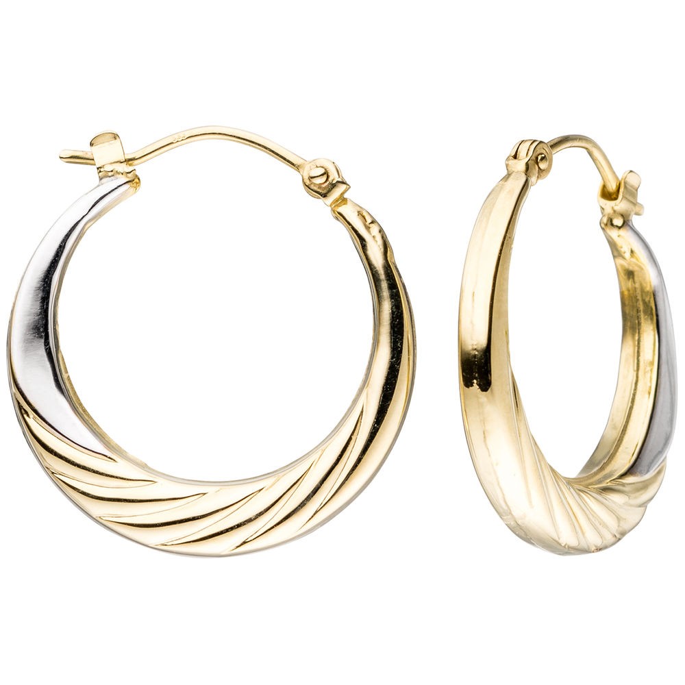 Creolen rund 333 Gelbgold bicolor Ohrringe Goldohrringe Goldcreolen