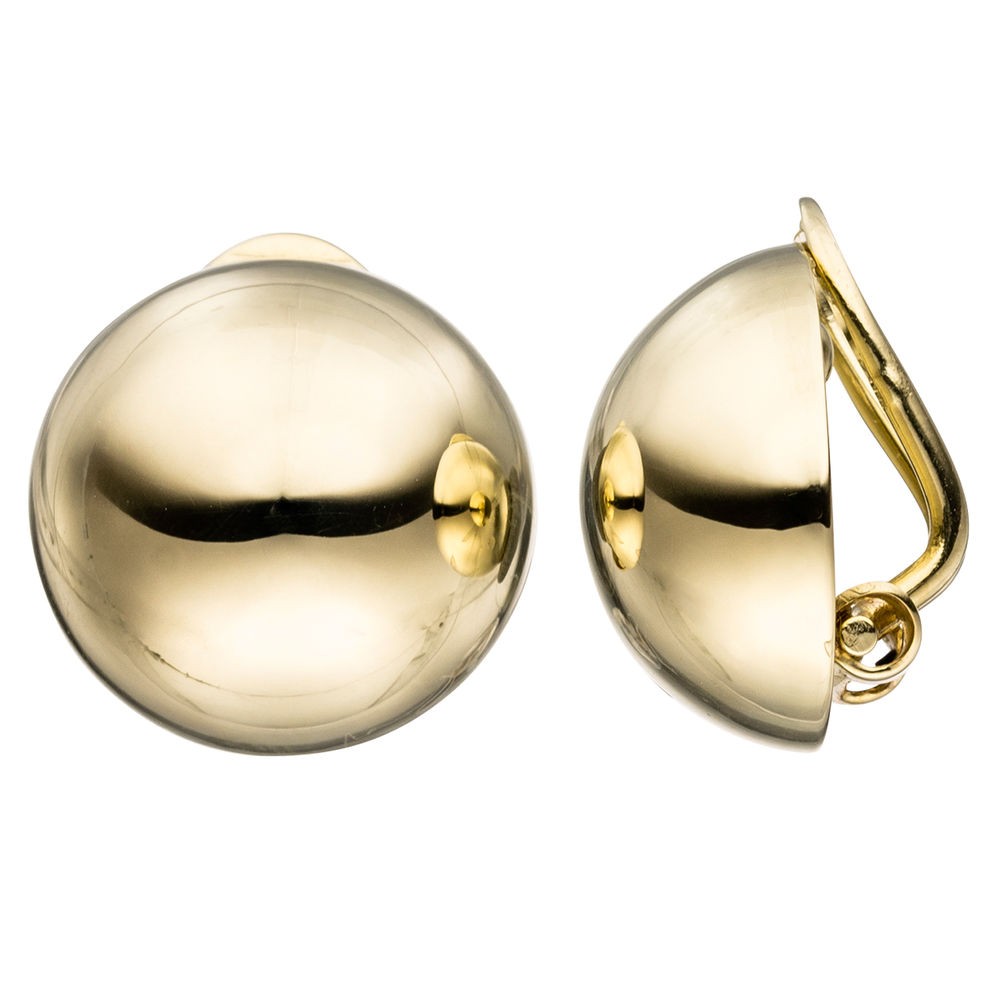 Ohrclips Halbkugel rund 333 Gelbgold Ohrringe Clips