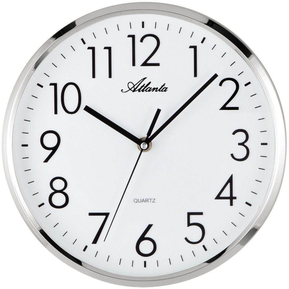 Wanduhr Quarz analog silbern rund leise ohne Ticken