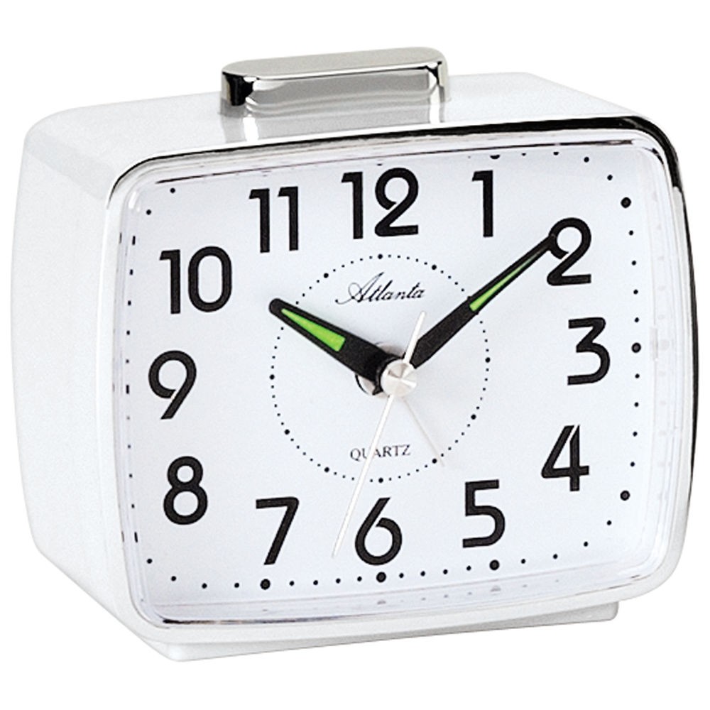 Wecker Quarz analog weiß mit Glockensignal