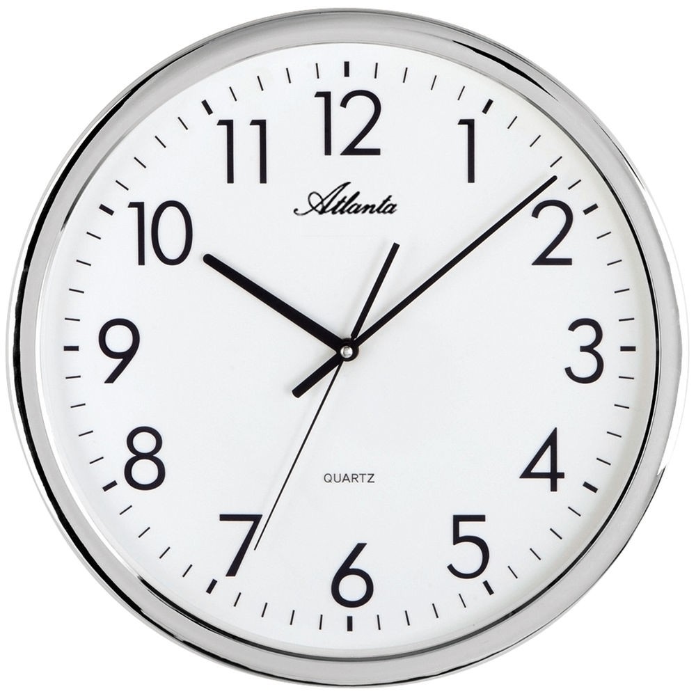 Wanduhr Quarz analog silbern rund leise ohne Ticken 40cm