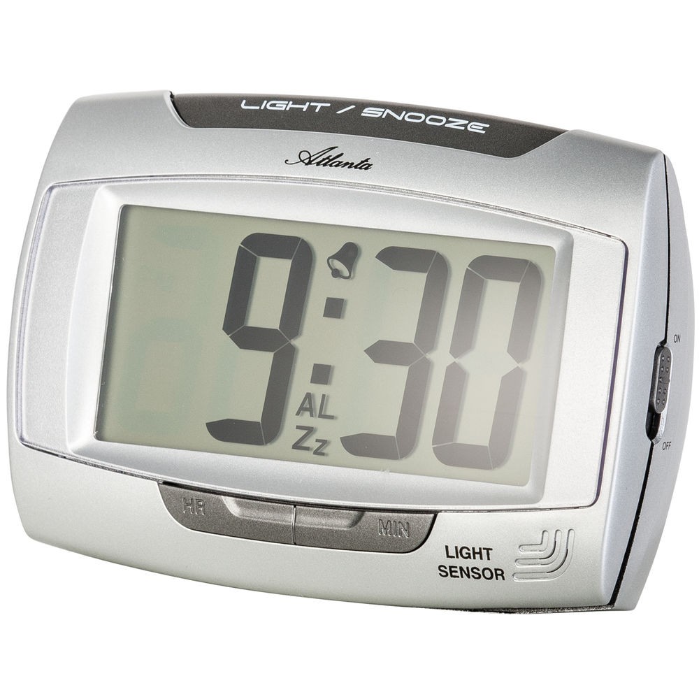 Wecker Quarz digital silbern mit Licht Snooze Digitalwecker