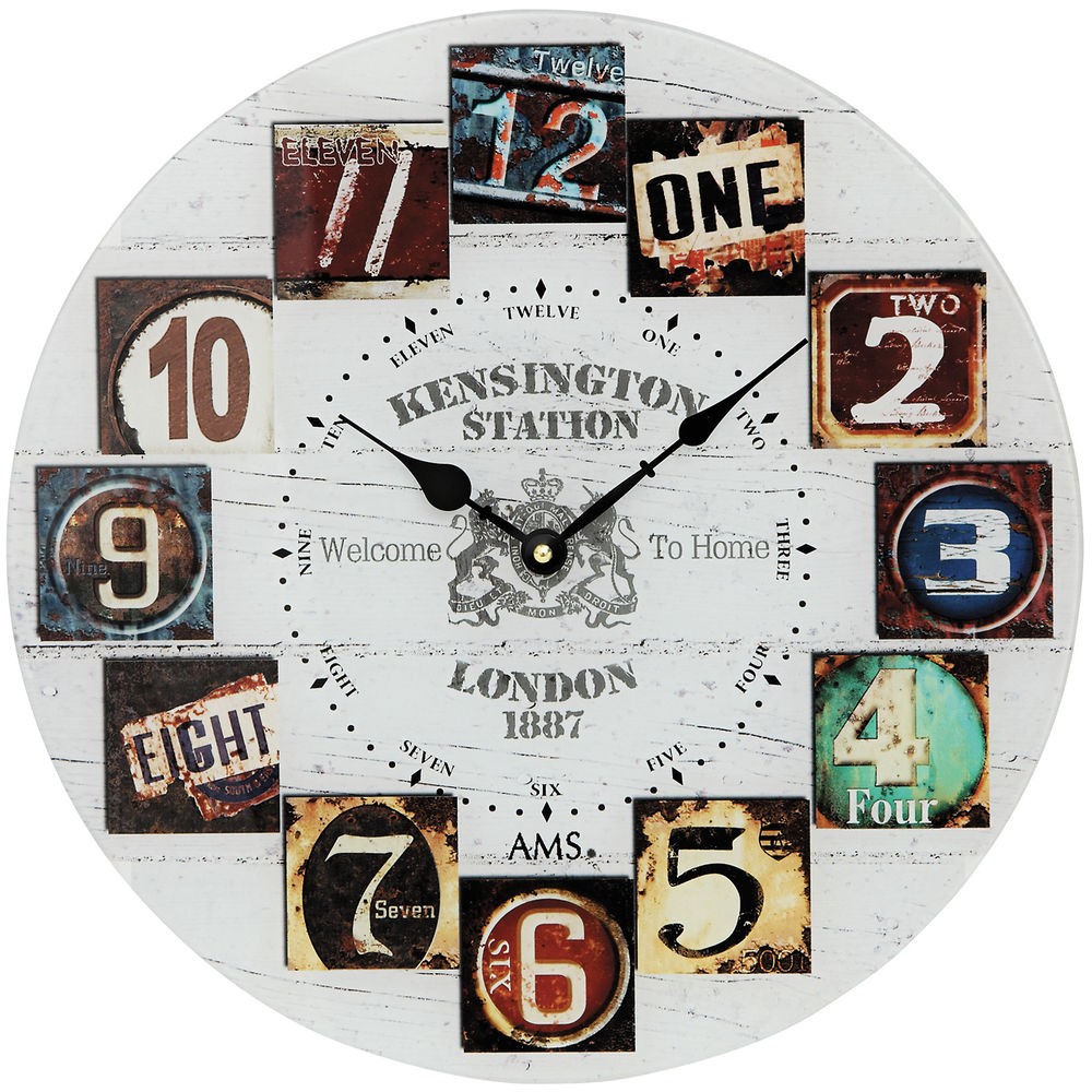 Wanduhr Quarz analog rund vintage antik retro shabby 40cm