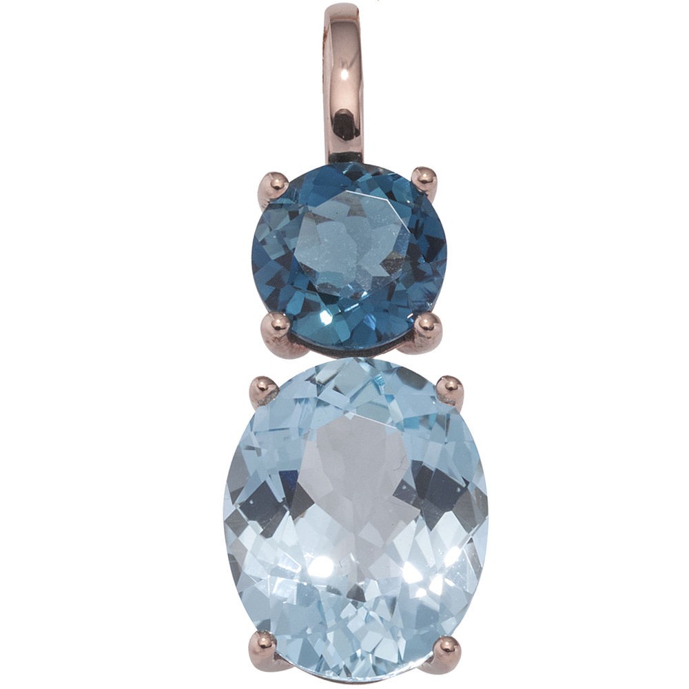 Anhänger 585 Rotgold 1 Blautopas London blue blau Goldanhänger