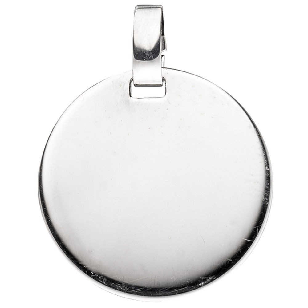 Anhänger Gravur Gravurplatte rund 925 Sterling Silber rhodiniert