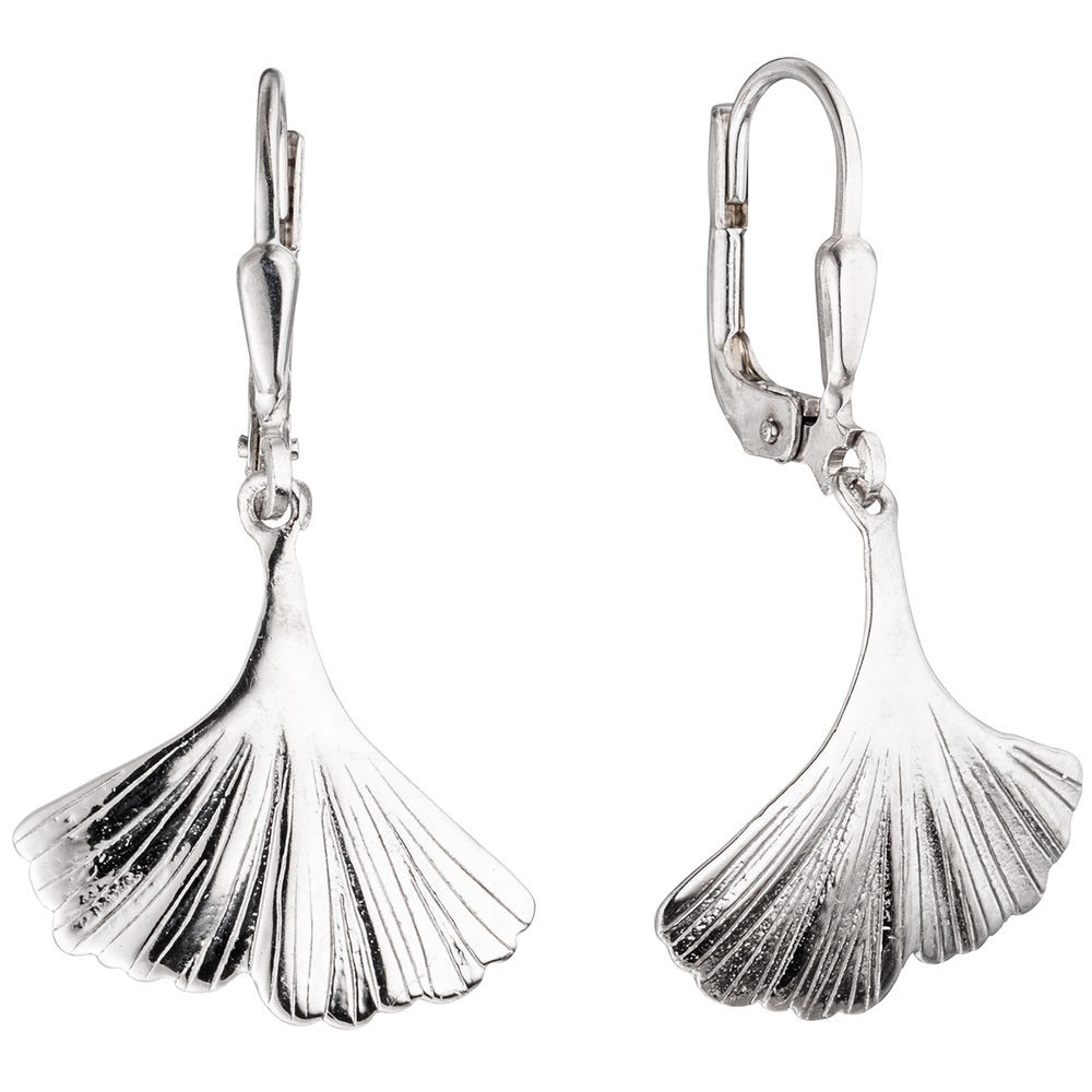 Boutons Gingko Ginko 925 Sterling Silber rhodiniert Ohrringe Ohrhänger