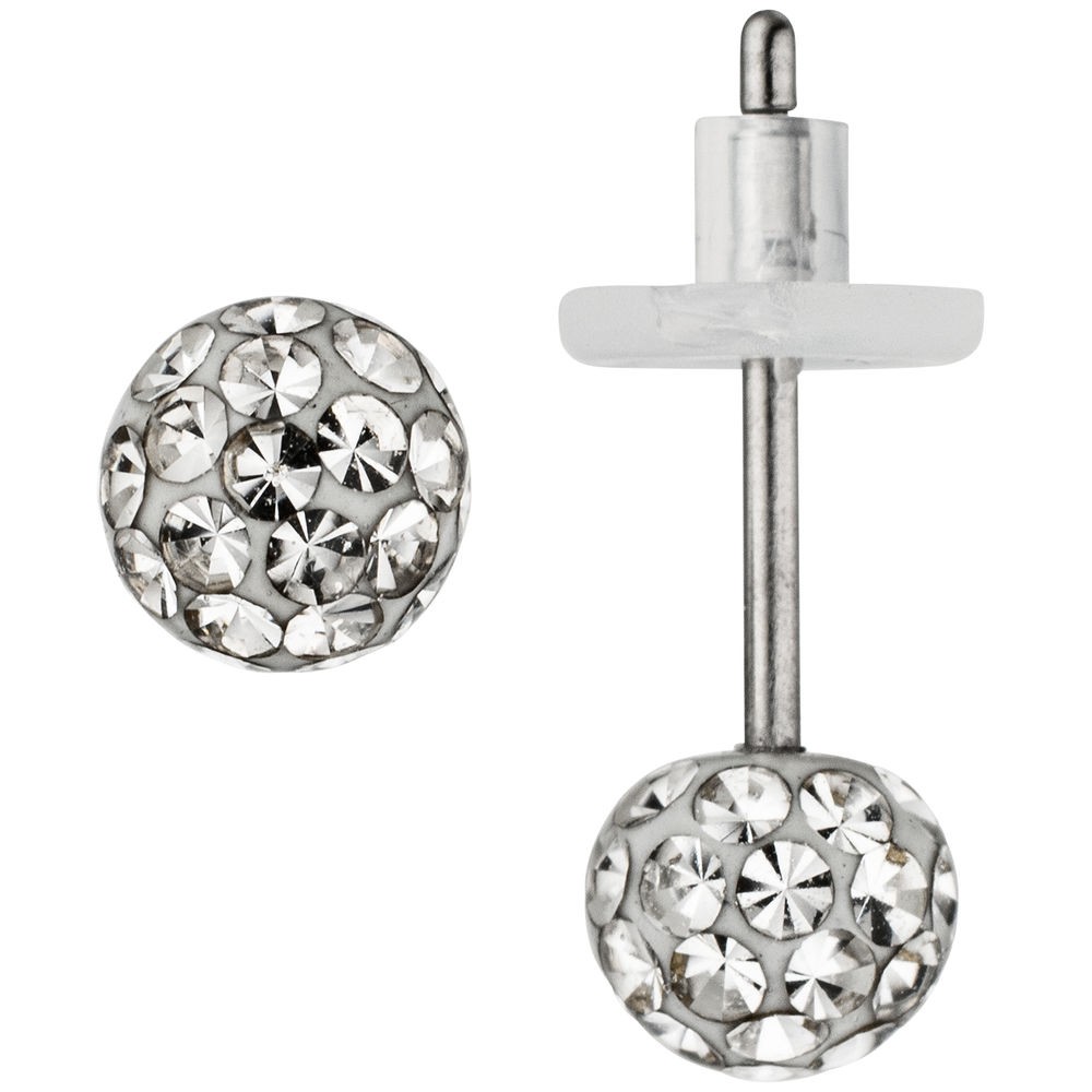 Ohrstecker Kugel Edelstahl mit SWAROVSKI® ELEMENTS Ohrringe Kugelohrstecker