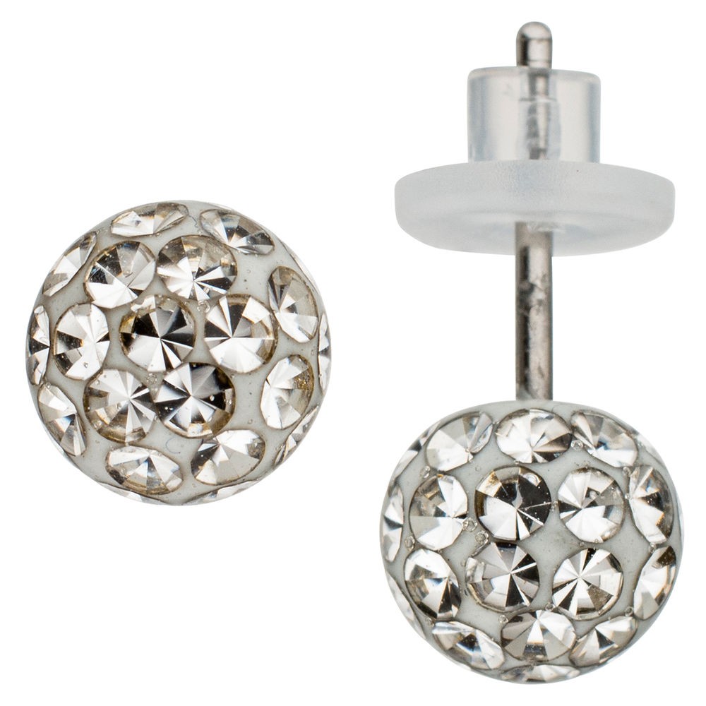 Ohrstecker Kugel Edelstahl mit SWAROVSKI® ELEMENTS Ohrringe Kugelohrstecker