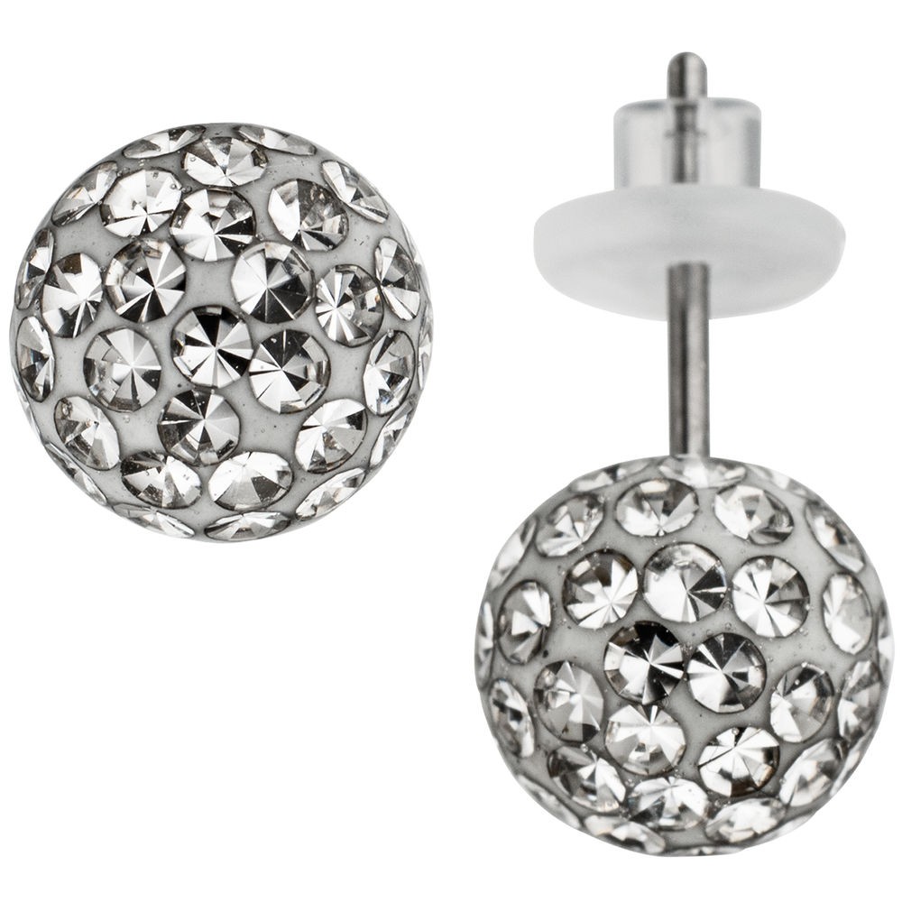 Ohrstecker Kugel Edelstahl mit SWAROVSKI® ELEMENTS Ohrringe Kugelohrstecker