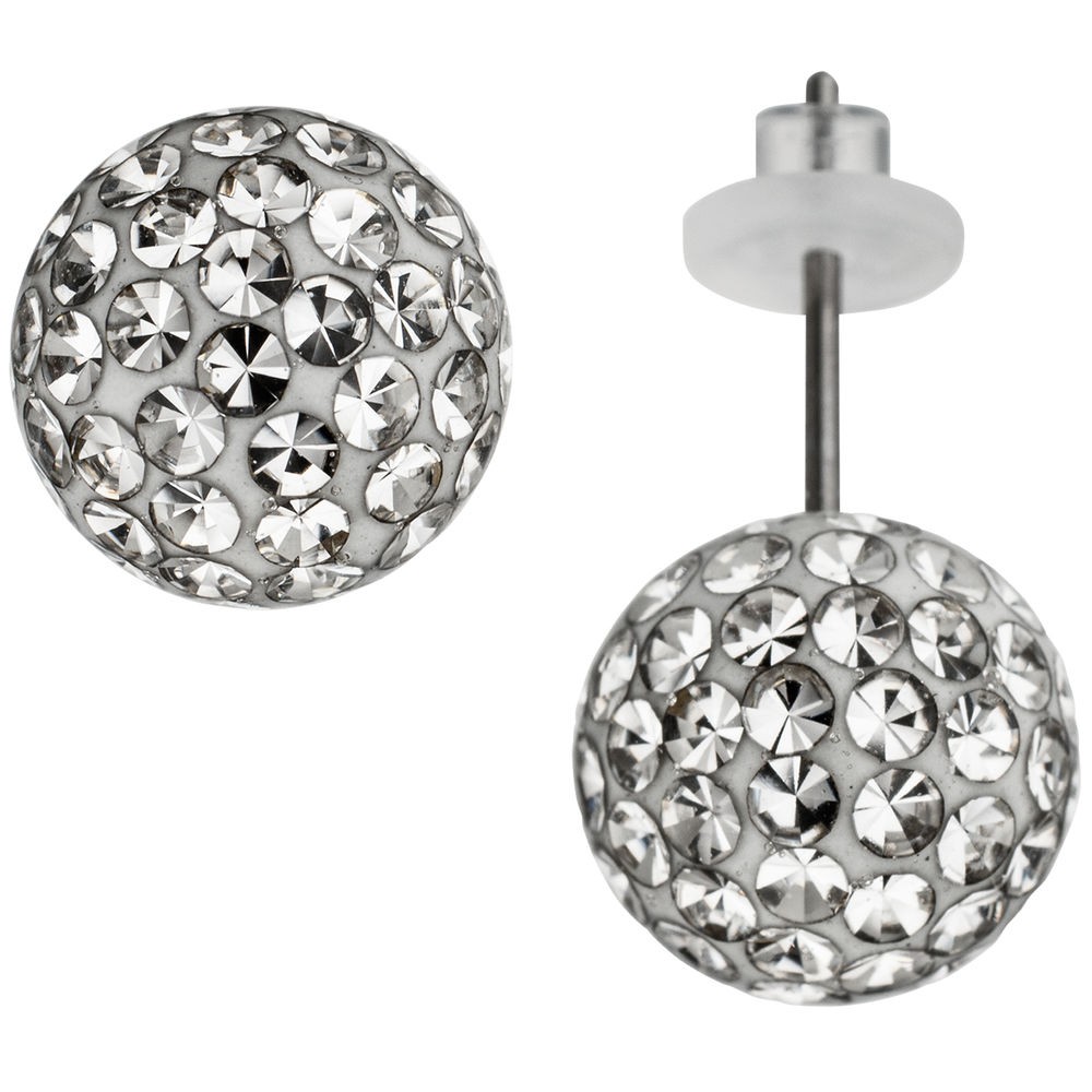 Ohrstecker Kugel Edelstahl mit SWAROVSKI® ELEMENTS Ohrringe Kugelohrstecker