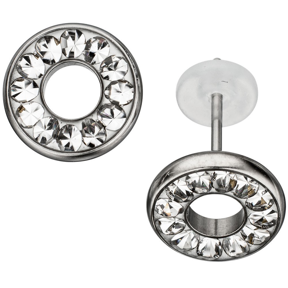 Ohrstecker rund Edelstahl mit SWAROVSKI® ELEMENTS Ohrringe