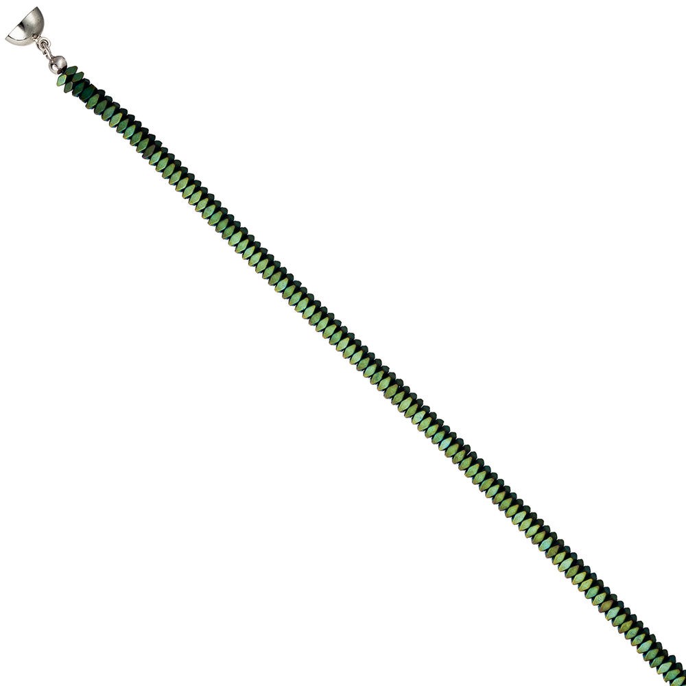 Collier Edelsteinkette Hämatin grün 45cm Halskette Kette