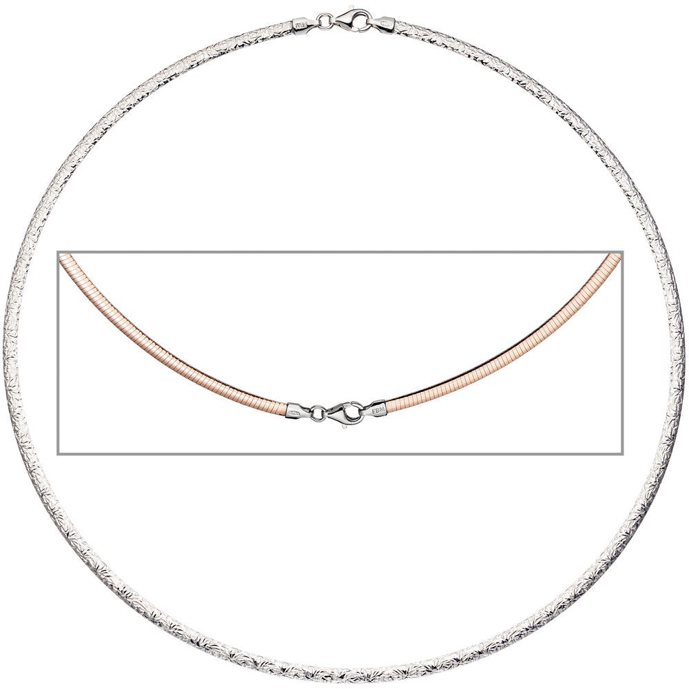 Halsreif Halskette Collier 925 Silber rotgold vergoldet beidseitig tragbar 45cm