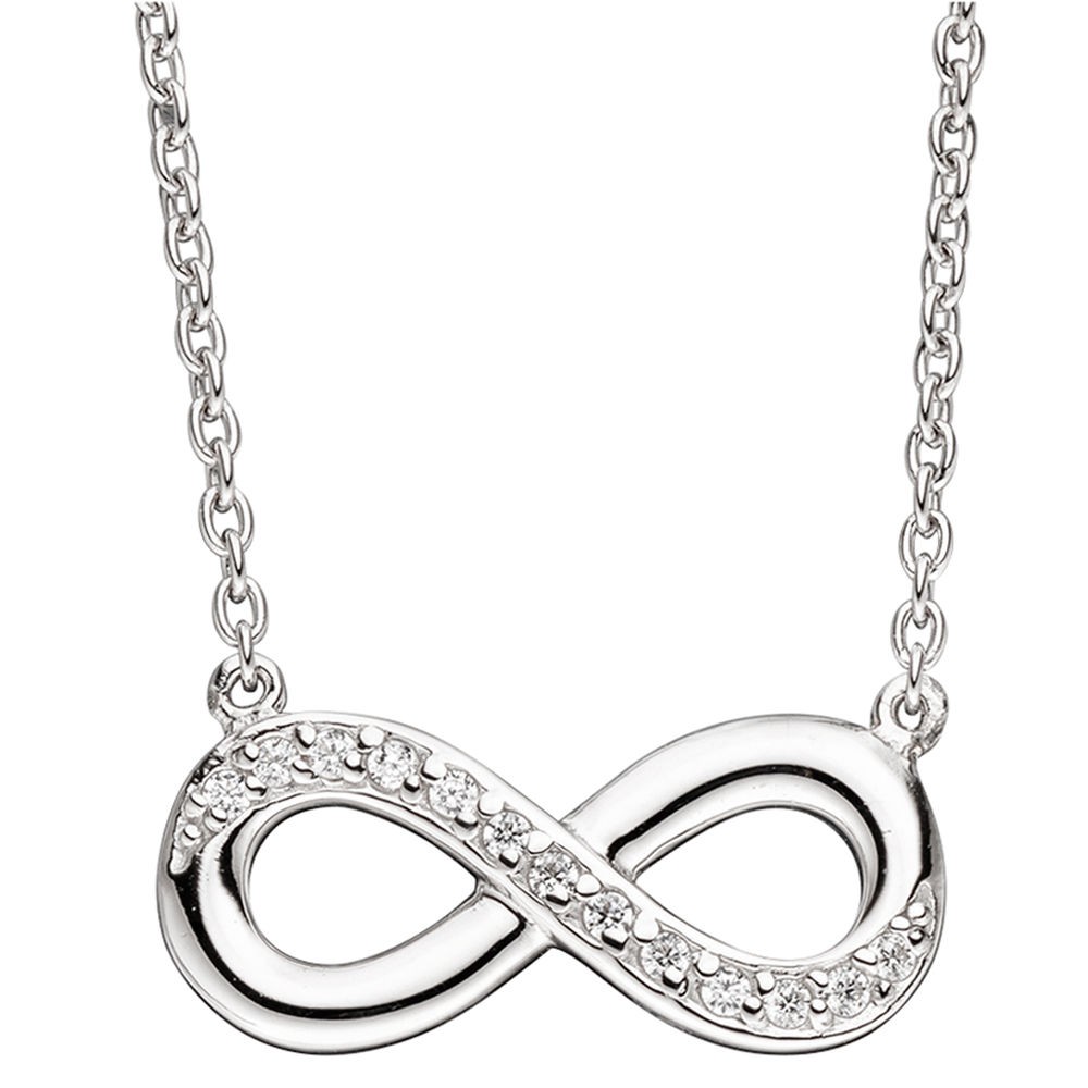 Collier Kette mit Anhänger Unendlichkeit 925 Sterling Silber mit Zirkonia 41cm