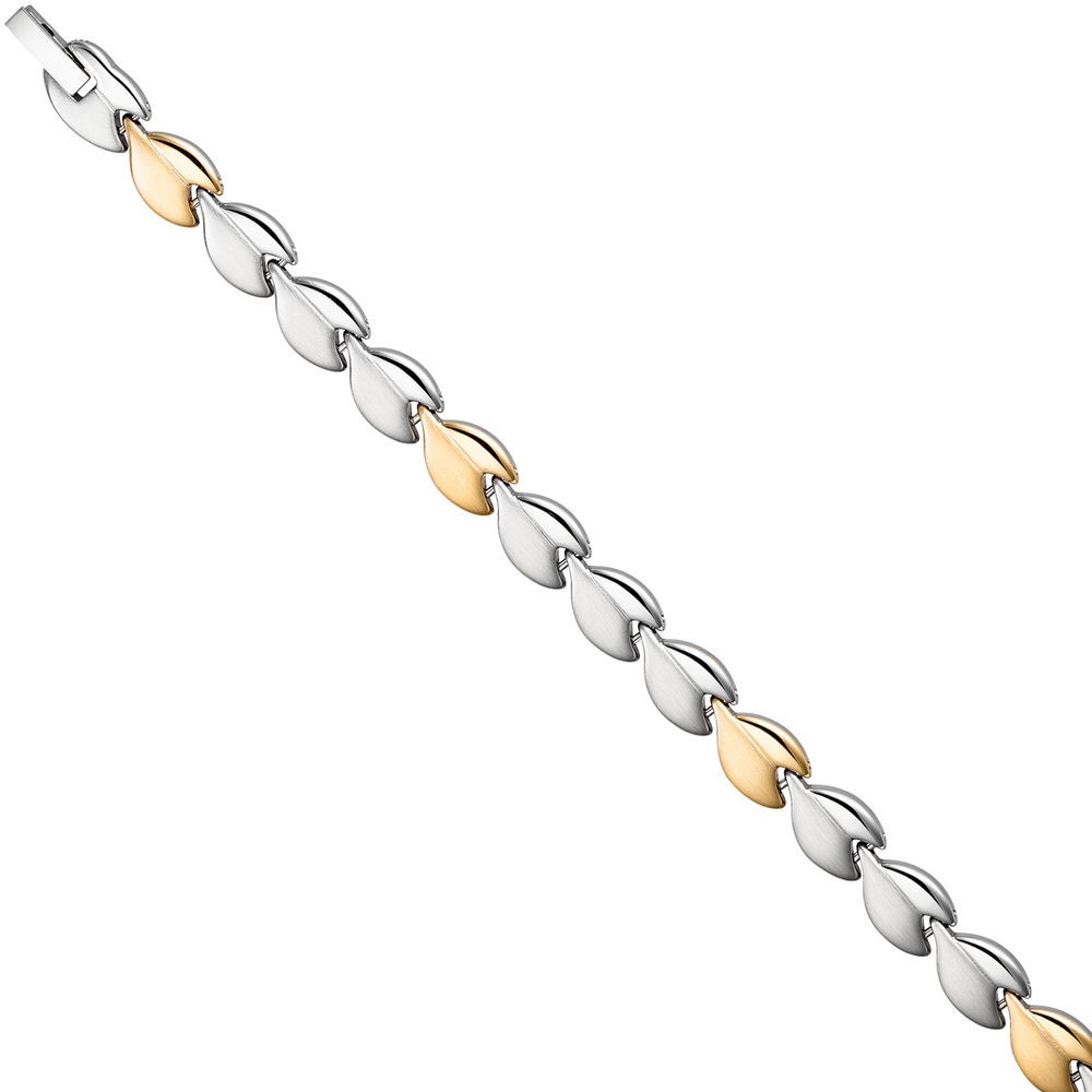 Armband Edelstahl mattiert mit gold farbener Beschichtung bicolor 20cm