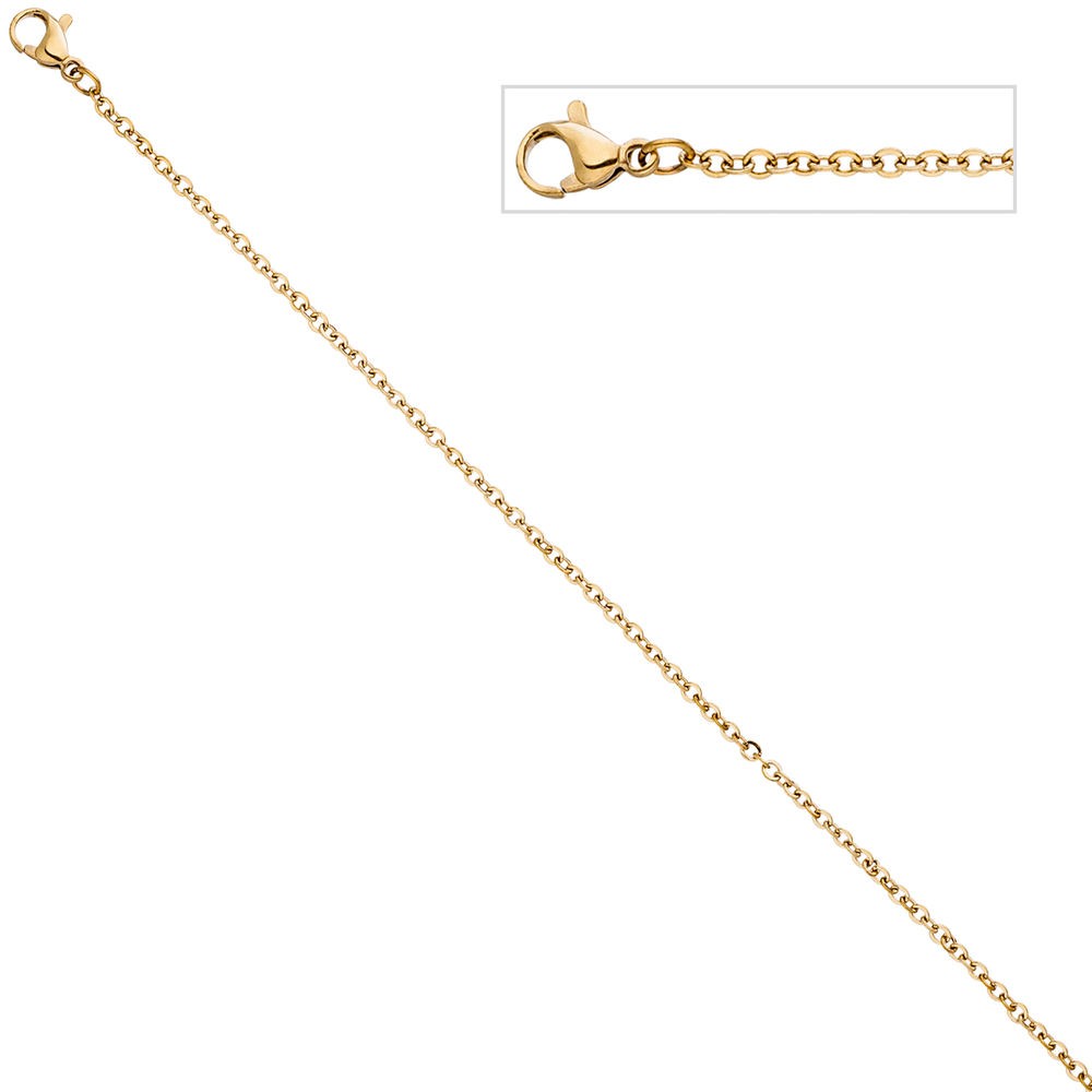 Halskette Edelstahl gelbgold farben beschichtet 1,9mm 46cm Kette Karabiner