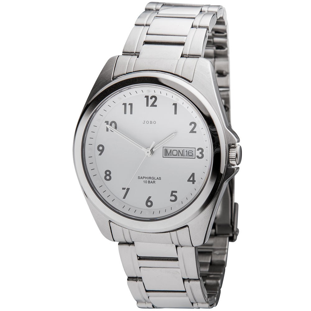 JOBO Herren Armbanduhr Quarz Analog Edelstahl Datum Herrenuhr