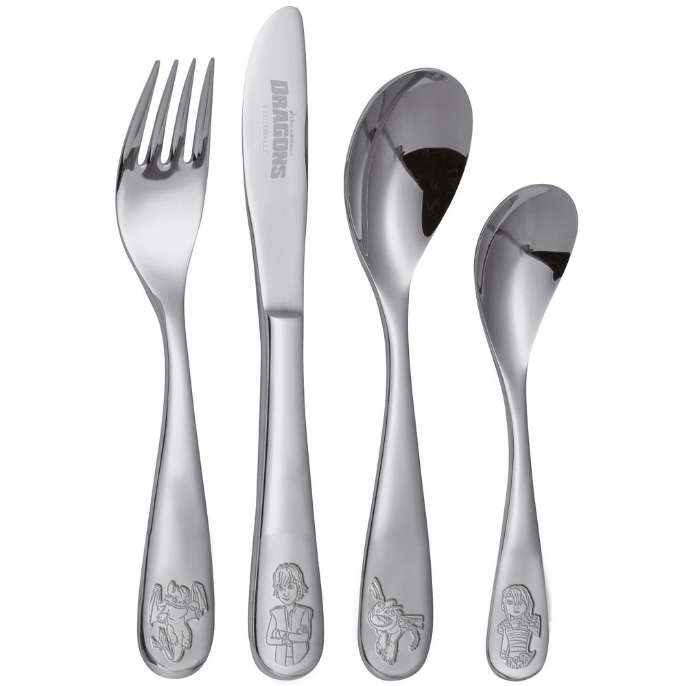 Dragons Kinderbesteck 4-teilig, Edelstahl 18/10 rostfrei im Geschenkkarton