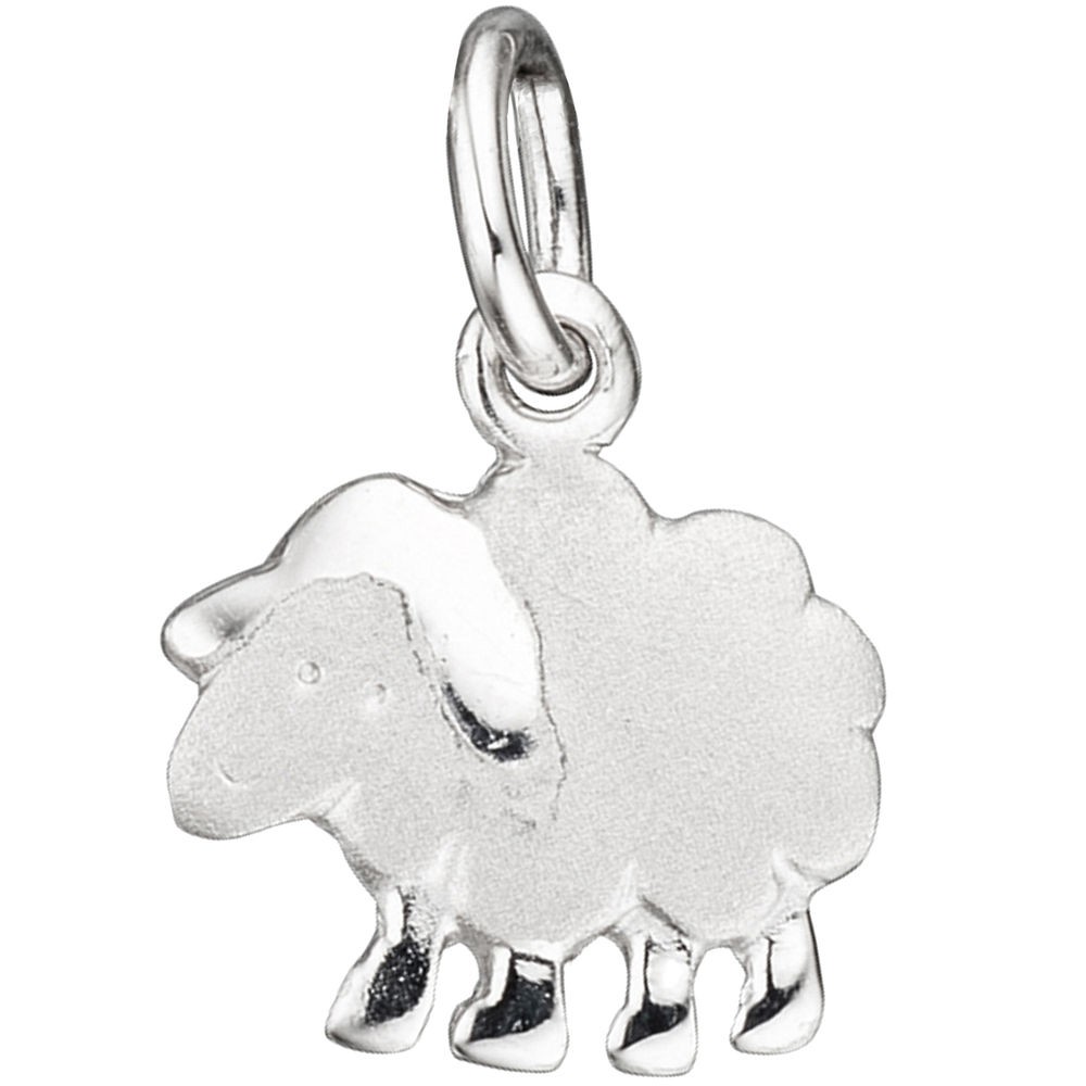 Kinder Anhänger Schaf 925 Sterling Silber rhodiniert mattiert Kinderanhänger