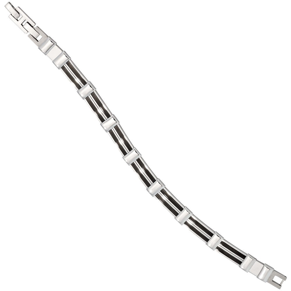 Armband Edelstahl mit schwarzer Keramik 21cm Edelstahlarmband Klappverschluss
