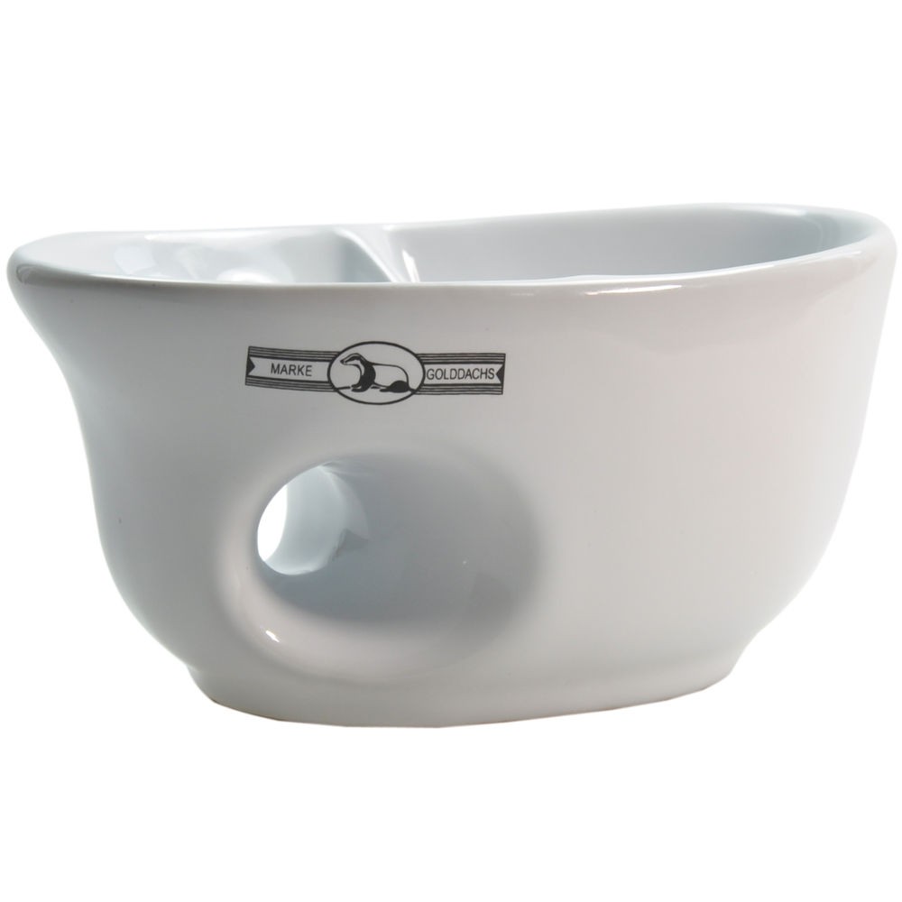 Golddachs Rasiermug weiß Keramik oval mit Eingriff für gute Handhabung