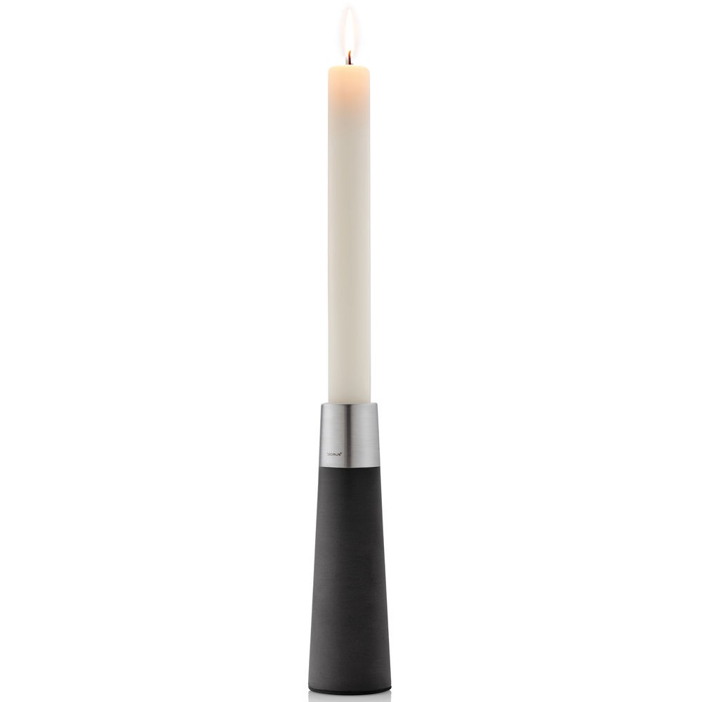 Tafelleuchter LUMO mit Kerze Polystone mit Edelstahl matt kombiniert