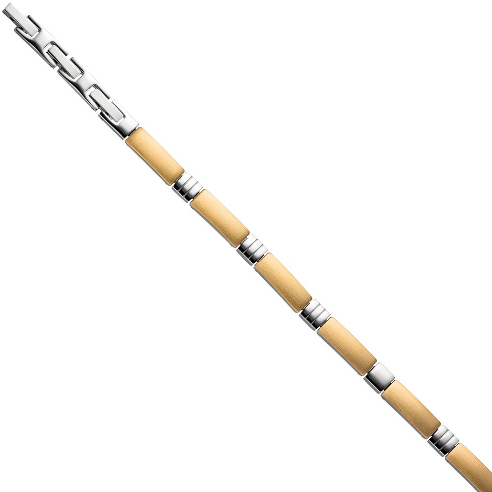 Armband aus Edelstahl gold farben beschichtet bicolor 21cm verkürzbar