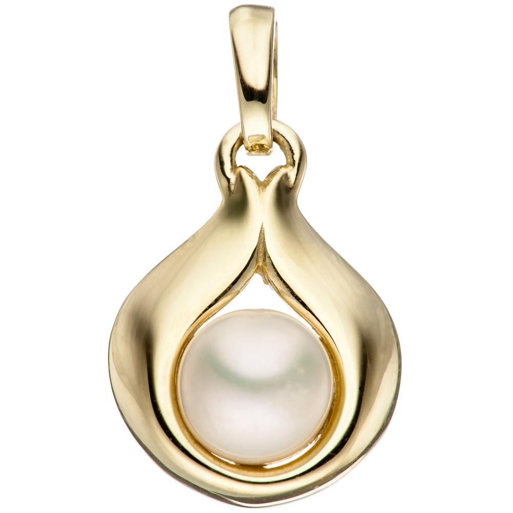 Anhänger Tropfen 333 Gelbgold 1 Süßwasser Perle Perlenanhänger Goldanhänger