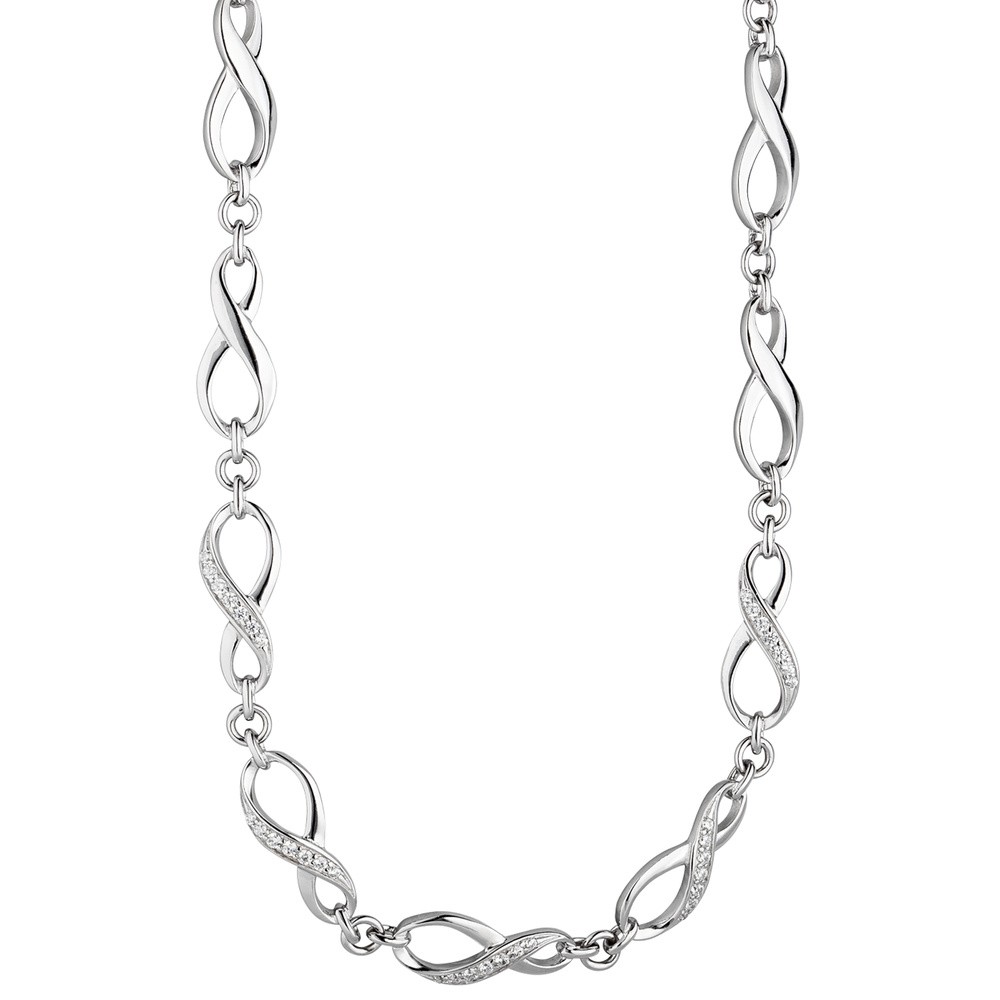 Collier Halskette Unendlich 925 Silber mit Zirkonia 48cm Kette Silberkette