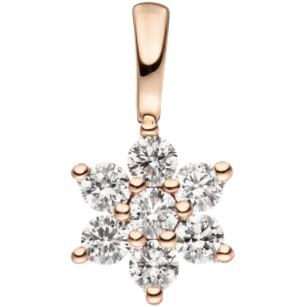 Anhänger 585 Rotgold 7 Diamanten Brillanten Goldanhänger Brillantanhänger