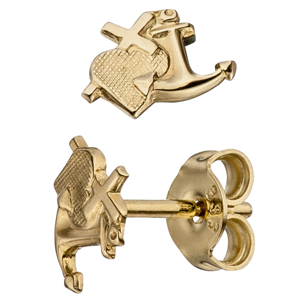 Ohrstecker Glaube Liebe Hoffnung 333 Gelbgold matt Ohrringe Goldohrringe
