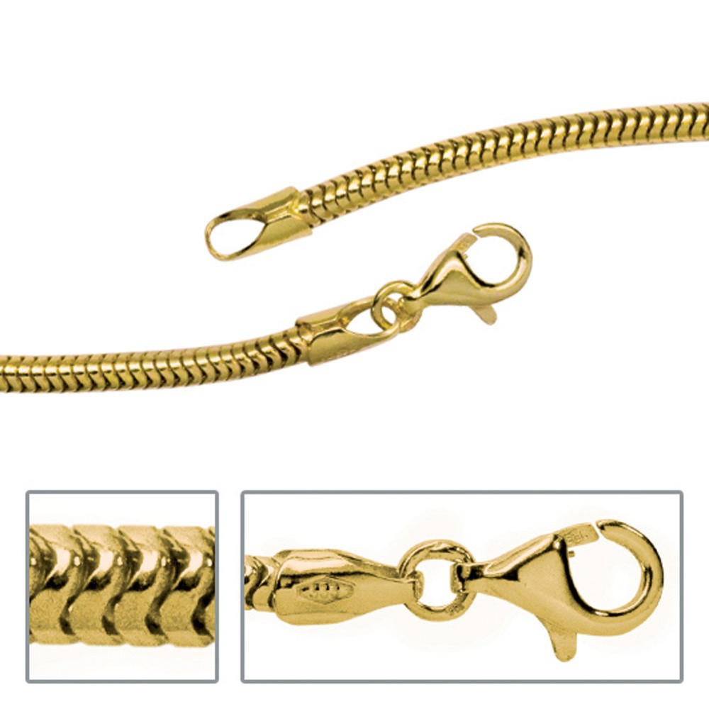 2,4mm Kette Gelbgold 45cm Halskette aus JOBO 333/- Gold Goldkette Schlangenkette