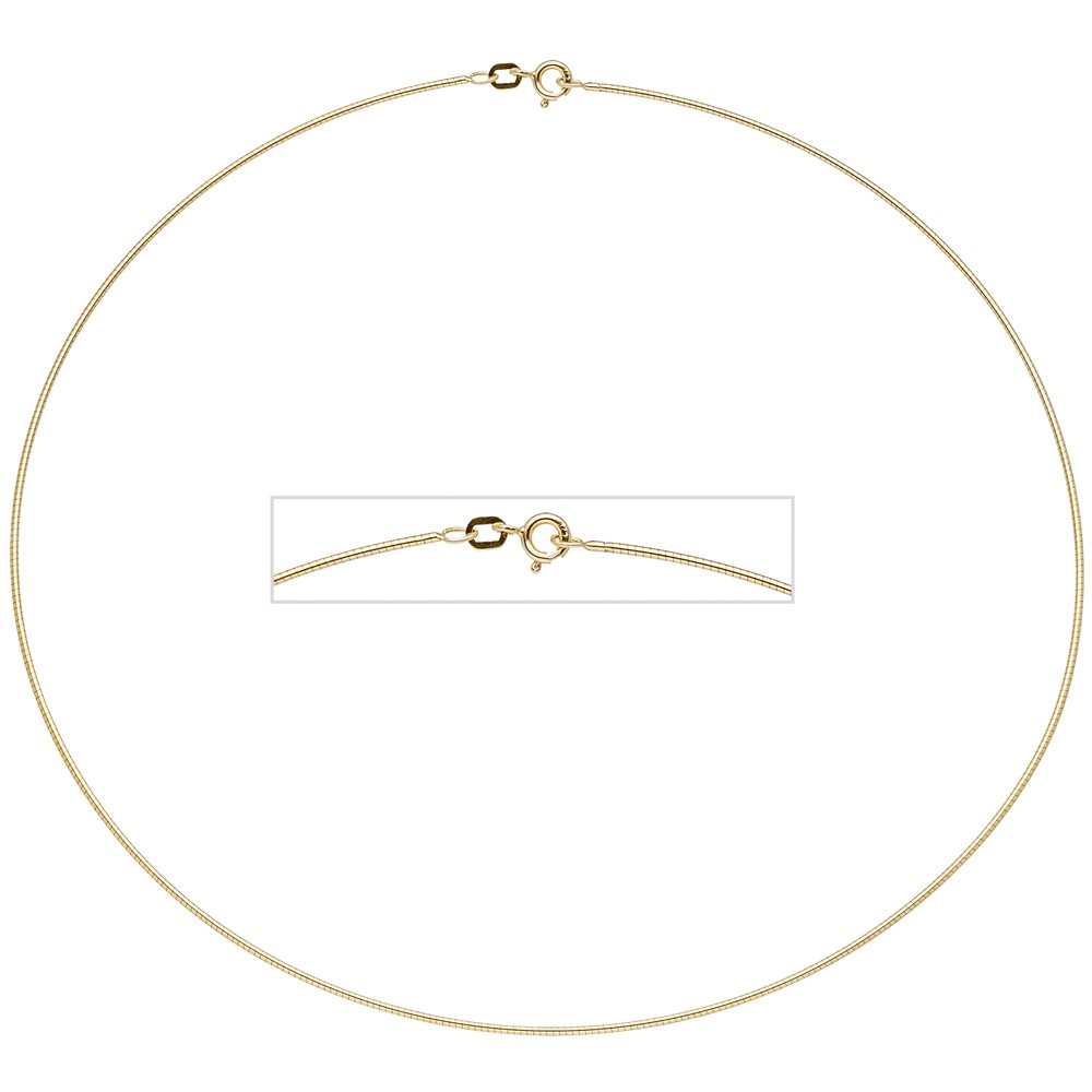 Halsreif 925 Sterling Silber gold vergoldet 1,1mm 45cm Kette Halskette