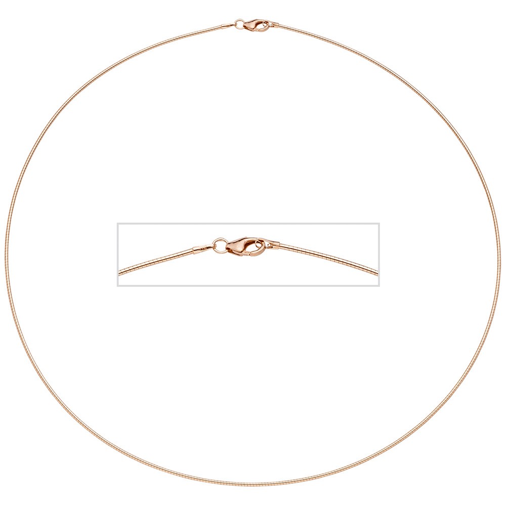 Halsreif 925 Sterling Silber rotgold vergoldet 1,1mm 45cm Kette Halskette