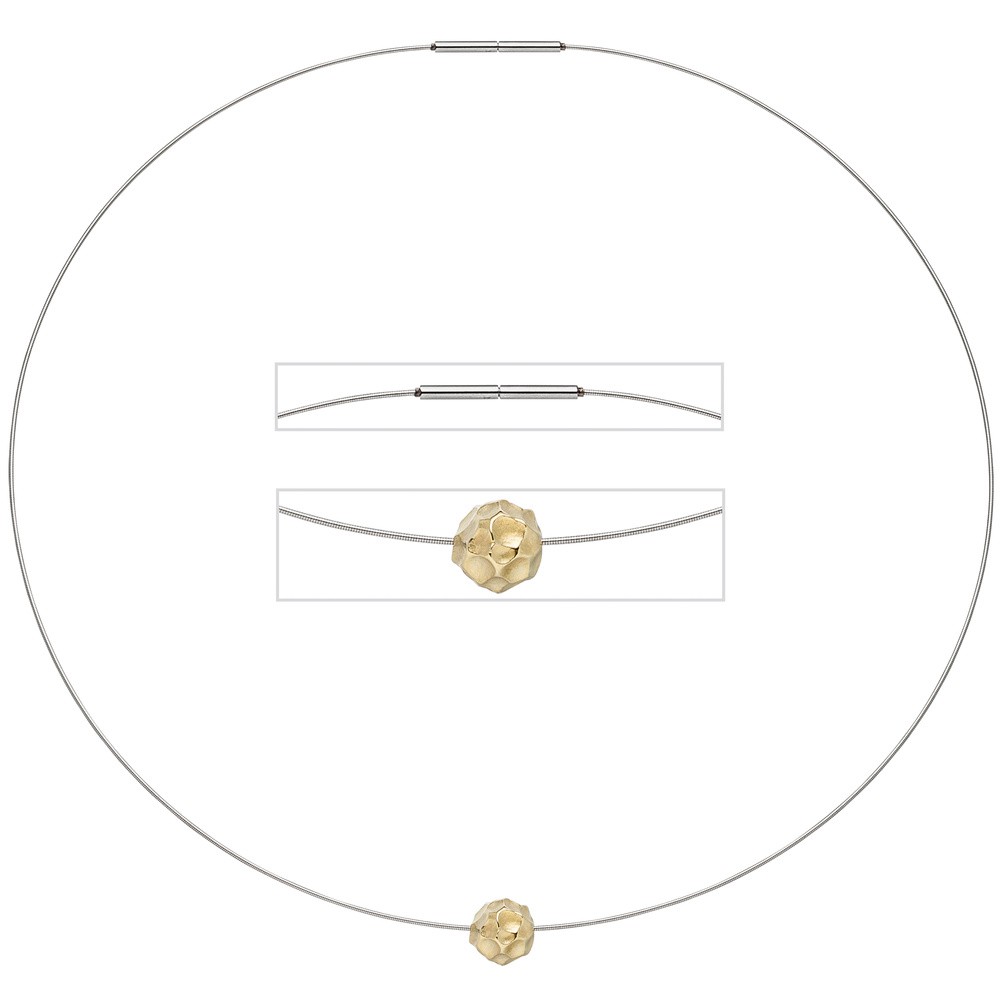 Collier Kette mit Anhänger aus Edelstahl mit 585 Gold kombiniert matt 42cm