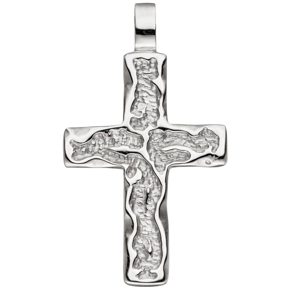 Anhänger Kreuz 925 Sterling Silber gehämmert Kreuzanhänger Silberkreuz