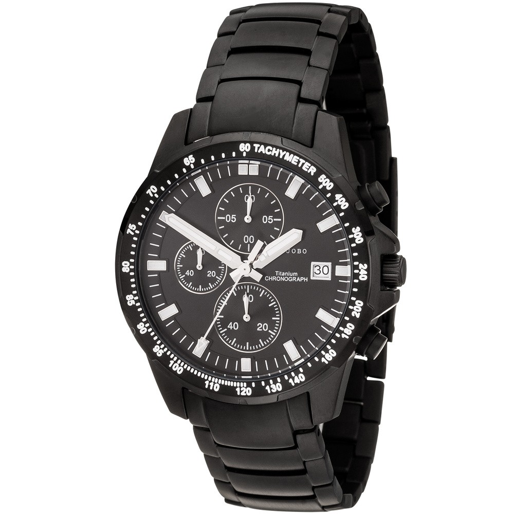 JOBO Herren Armbanduhr Quarz Chronograph Titan schwarz Herrenuhr mit Datum