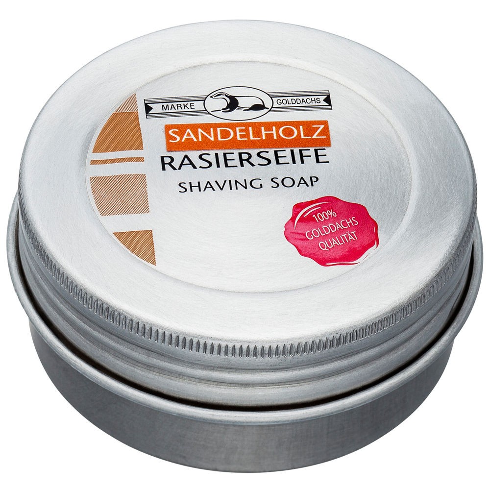 Golddachs Rasierseife Aluminium-Dose SANDELHOLZ