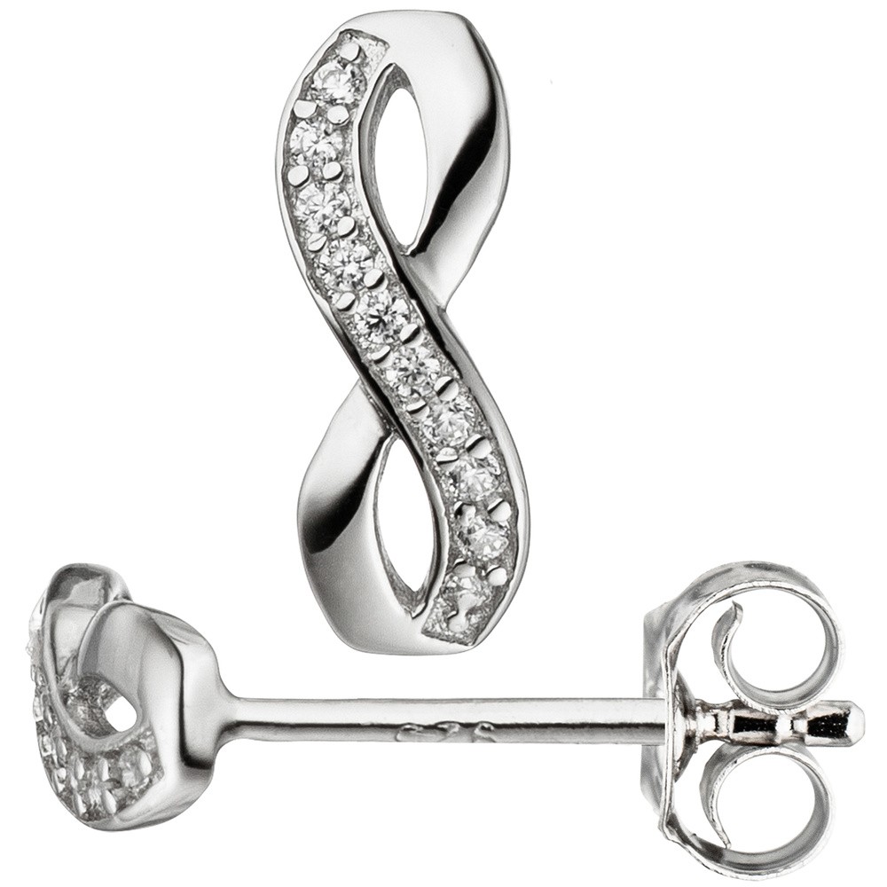 Ohrstecker Unendlich 925 Sterling Silber mit Zirkonia Ohrringe Silberohrringe