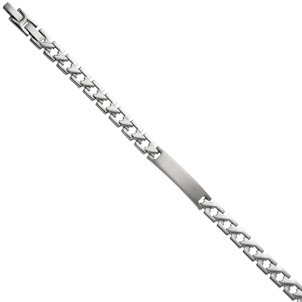 Schildband Schildarmband Edelstahl matt mit 3 Magneten 20cm Gravur ID Armband