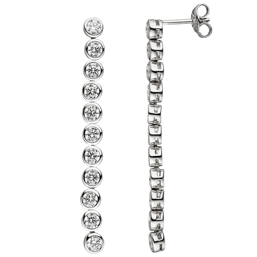 Ohrhänger lang 925 Silber 22 Zirkonia Ohrringe Ohrstecker Silberohrringe